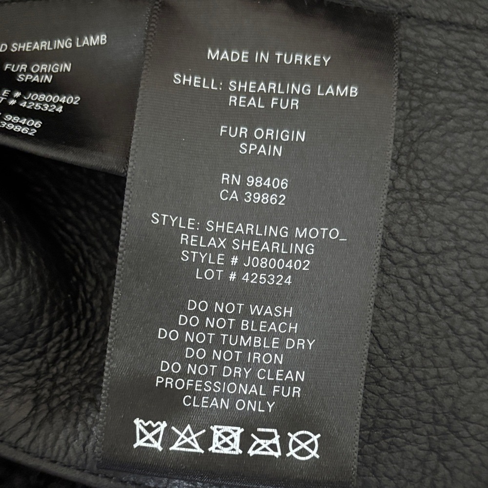 Theory lamb leather real shearling jacket black P - Picture 5 of 8